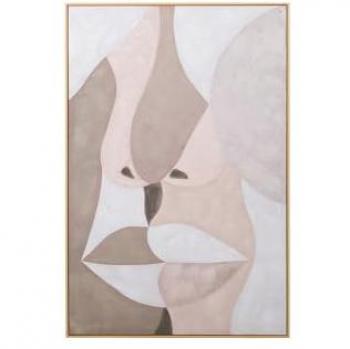 Cuadro de Madera Beige y Negro con Marco - Arte de Pared de Alta Calidad 80x4x120 cm