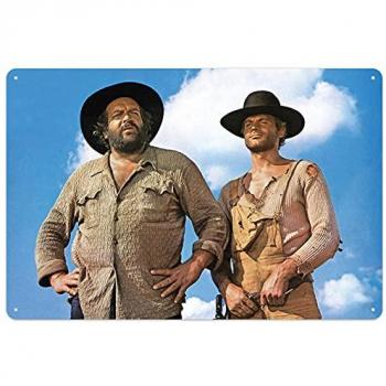 Placa Metálica 3D Bud Spencer y Terence Hill Cielo Azul 20 x 30 cm
