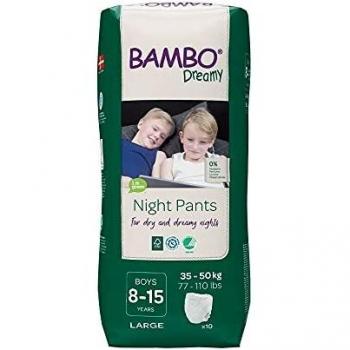 Pantalones de Noche Absorbentes para Niños Bambo Nature, Paquete de 10, 8-15 Años (35-50 kg)