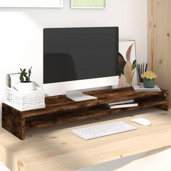 Soporte de Monitor de Madera Contrachapada en Roble Ahumado 100x24x13 cm