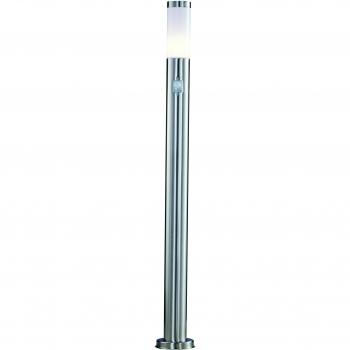 Lámpara de pie Boston de acero inoxidable con sensor de movimiento IP44, altura 110 cm