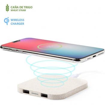 Cargador Riens Qi inalámbrico de caña de trigo con doble salida USB