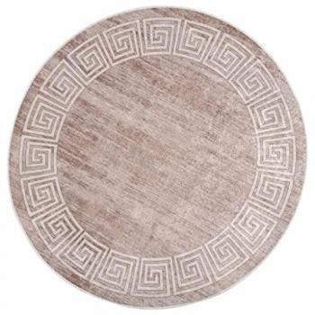 Alfombra lavable antideslizante multicolor φ120 cm en color gris y dorado, beige y dorado, beige y negro; ideal para sala de estar, dormitorio y salón