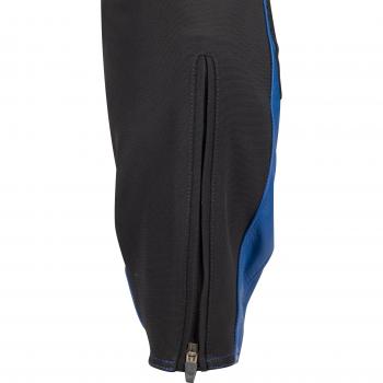 Bering Pantalones de Moto Snap Negro-Azul, pantalones de moto de cuero/textil, color negro y azul, talla M