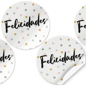 ARGUVAL Rollo 250 etiquetas redonda felicidades