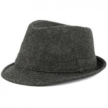 Sombrero Trilby Con Patrón De Espina De Pescado Gris Oscuro