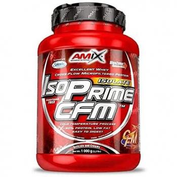 AMIX- Proteína Isolada, Isoprime CFM, Aislado de Proteína de Suero, Sabor Cacahuete/Chocolate/Caramelo, Ayuda a la Recuperación Muscular, Proteína de Suero de Alta Pureza, 1 Kg