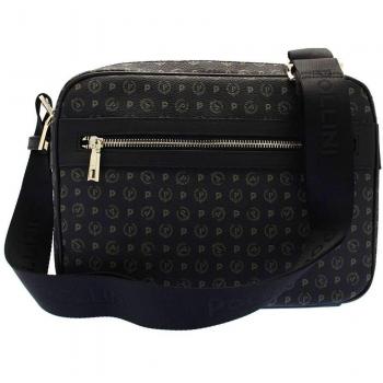 Bolso de Hombro Pollini Tapiro Negro con Doble Compartimento y Cierre de Cremallera