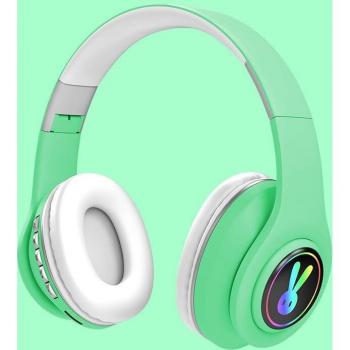Auriculares Plegables LED Conejito Bluetooth con Micrófono para Niños, Cascos Inalámbricos de Música para Niñas, Compatible con iPhone, Android y Xiaomi
