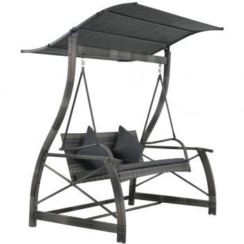 vidaXL Columpio de Jardín 167x130x178 cm Ratán Sintético Gris Mueble Terraza