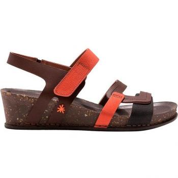 Art Sandalias de Cuña para Mujer Grass Waxed Brown I Imagine con Autocierre de Piel Marrón