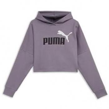 Puma Sudadera con Capucha Essentials Logo Cropped para Niña, Lila, 164 cm (14 años), Casual, Algodón, Moda Infantil