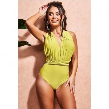 Goddiva Multiway Swimsuit - Lime Green - Size Small