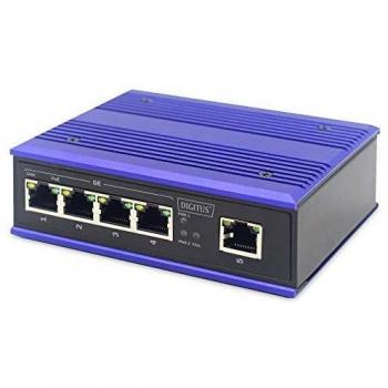 Conmutador Gigabit industrial de 4 puertos + 1 puerto de enlace ascendente Carril DIN, rango de temperatura extendido