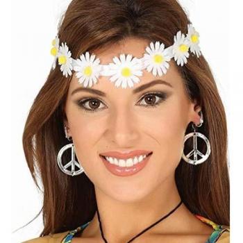 Guirca - Diadema Hippie Flores Margaritas Color Blanco/Amarillo, 17389