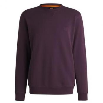 BOSS ORANGE Westart Label-Stitched Sweatshirt for Men - Purple - Size M