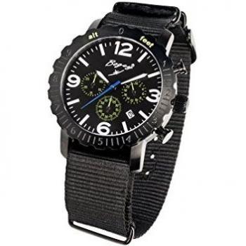 Bogey BSFS002GRBK Men's Quartz Watch with Rubber Strap, 44mm Black Dial