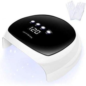 O'Vinna Lámpara LED UV Uñas, 52W Secador de Uñas, Pantalla LCD Lámpara Uñas con Sensor Automático, 4 Modos de Tiempo