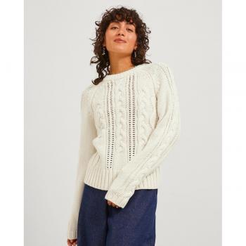 Jersey de punto medio trenzado Jack & Jones para mujer en color beige