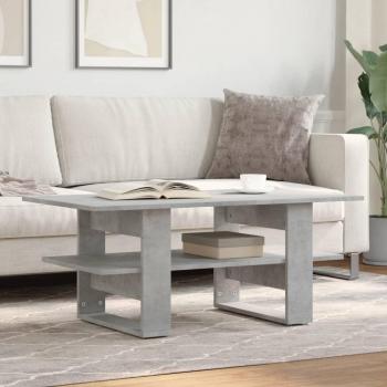 Mesa de centro de hormigón gris y madera multicapa, 102x55x42 cm