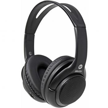 iWotto Auriculares + Altavoces Bluetooth 2 en 1, Inalámbricos, Stereo, Plegables, Manos Libres, Color Negro, Calidad Sonido, sobre Mesa, Ergonómicos, Aislantes de Sonido Exterior