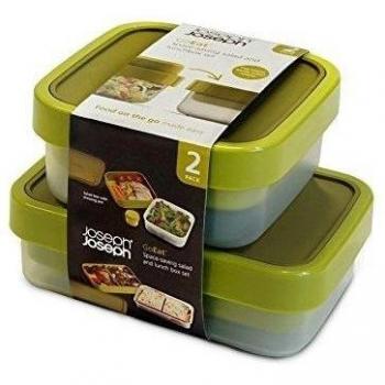 Joseph Joseph GoEat ahorro de espacio Ensalada y Lunch Box, verde, Twin Pack