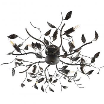 Lámpara de techo Lindby Yos, 8 luces, 85 cm, negro-oro, metal