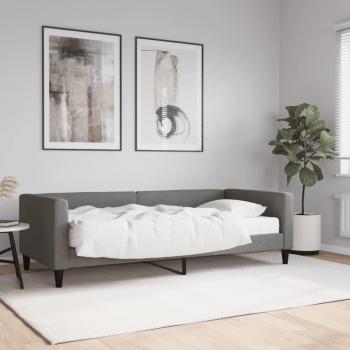 Sofá cama con colchón de tela gris oscuro 90x190 cm