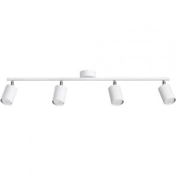 Lámpara de techo Lemmi 4L blanca moderna con cuatro focos GU10 y diseño en metal, longitud de 100 cm
