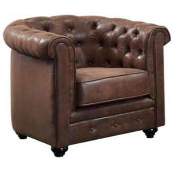 Sillón Chesterfield de Microfibra Envejecida con Diseño Único