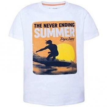 Pepe Jeans - Camiseta PB502821 Alfred 802 Optic White -Camiseta Manga Corta para NIÑO