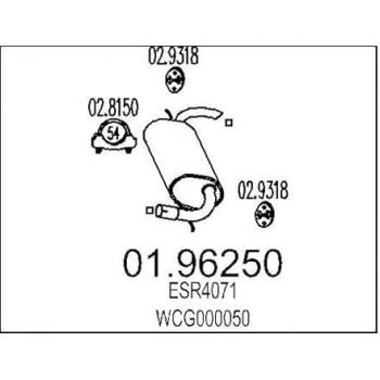 Silenciador trasero MTS para LAND ROVER Freelander SUV (L314) 01.96250, compatible con ESR4071, WCG000050, WCG000051