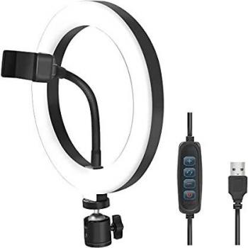 Anillo LED para Smartphone de 20 cm con regulador de luz y soporte ajustable