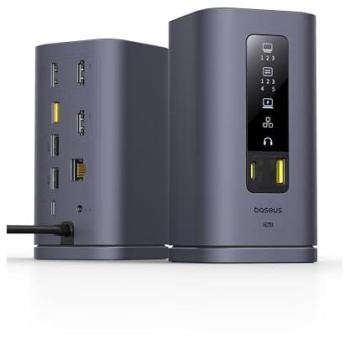 Baseus Estación de Acoplamiento Spacemate 11 en 1 (USB-C PD, USB-C, 2x USB-A, 3x HDMI) Gris