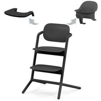 Cybex Lemo 3 in 1 - Trona evolutiva negra con asiento ajustable en altura, reposapiés regulable, diseño compacto y moderno, fácil de limpiar y apta desde el nacimiento hasta la edad adulta