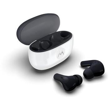 Auriculares Inalámbricos Motorola Moto Buds 2 con Cancelación Activa de Ruido (ANC), Freisprech, Hi-Res, Rauschunterdrückung y Modo Transparente - Carbono