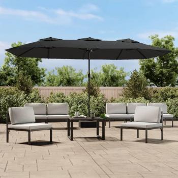 vidaXL Double-Head Garden Parasol with LEDs Anthracite 449x245 cm