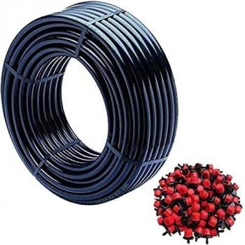 Suinga Tubería Goteo 16mm 100m + 300 Goteros Regulables 0 a 70 litros/hora, color negro