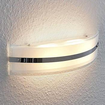 Lindby Lámpara de pared LED Zinka, moderna, 37,5 cm, blanca, hecha de vidrio, para salón y comedor, con 2 llamas