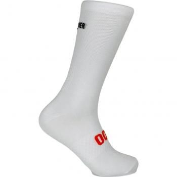 Calcetines de Ciclismo Altos Transpirables Bordados Classy Evo II Mooquer Blanco