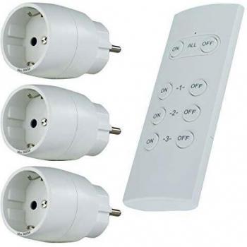 Set de Enchufes Inalámbricos REV 3+1 con Mando a Distancia, Interior, 3680 W, Color Blanco