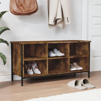 Mueble zapatero madera contrachapada 100x35x50 cm Color Gris sonoma, Negro, Roble ahumado