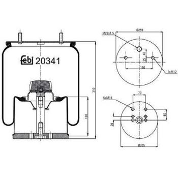 Fuelle de suspensión neumática FEBI BILSTEIN 20341 con pistón de plástico, unidad individual