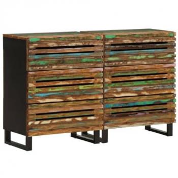 Aparador 2 piezas madera maciza acacia 60x34x75 cm, Armario de almacenaje, Mueble de almacenaje, aparador de Cocina, bufé, Mueble aparador