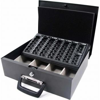 Caja de caudales SAFE I - Acero negro con contador de monedas y asa de transporte