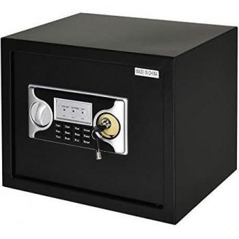 HOMCOM Caja Fuerte de Seguridad 27L Portátil con Cerradura Electrónica y 2 Llaves de Emergencia 2 Códigos Montado en la Pared Acero 38x30x30 cm Negro