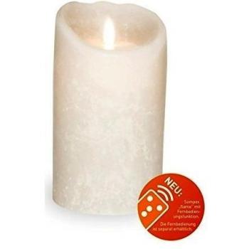 Vela LED Sompex Flame de cera real, mando a distancia y temporizador integrado, frosted weiß, 0 x 8 x 12.5 cm