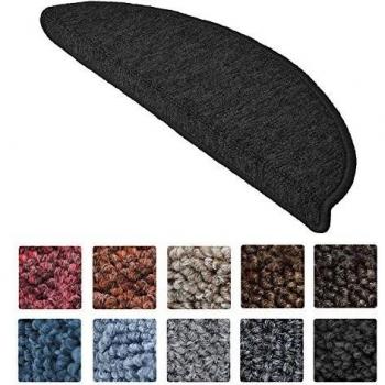 Alfombras Semicirculares para Escaleras Beautissu ProStair, Set de 15 Unidades Antracita (55 x 15 cm)