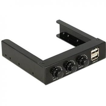 Panel Frontal 3.5 Delock con 2x USB 2.0 y Controlador de Ventilador Negro