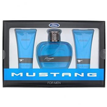 Mustang Blue Men's Gift Set: 100ml Eau De Toilette, 100ml Aftershave Balm, 100ml Hair & Body Wash